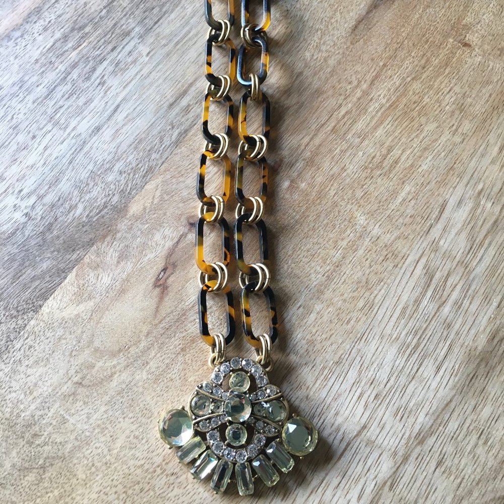 J. Crew Tortoise and Gold Statement Necklace